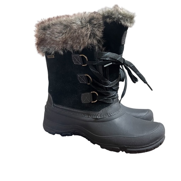 Khombu Slope Winter Boots Women's Ladies Size 11 Waterproof Suede Faux Fur Black - Picture 3 of 11